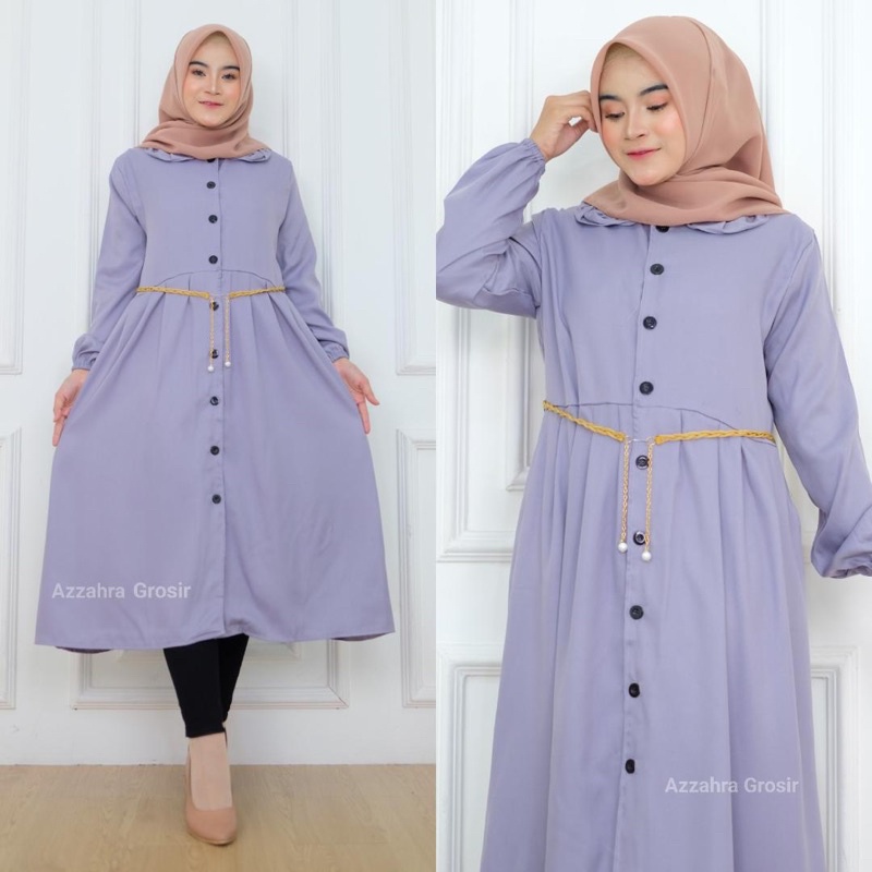 ORIYA TUNIK - LD100-110 Tunik Wanita Shakila Free Belt Kancing Aktif / R.7 - 262-6067 / 529-7175