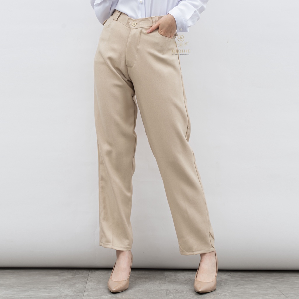 Celana Putih Kerja Wanita Kantor Formal Bahan Dasar Ukuran Kecil Sampai Jumbo Model Slimfit Office Pants