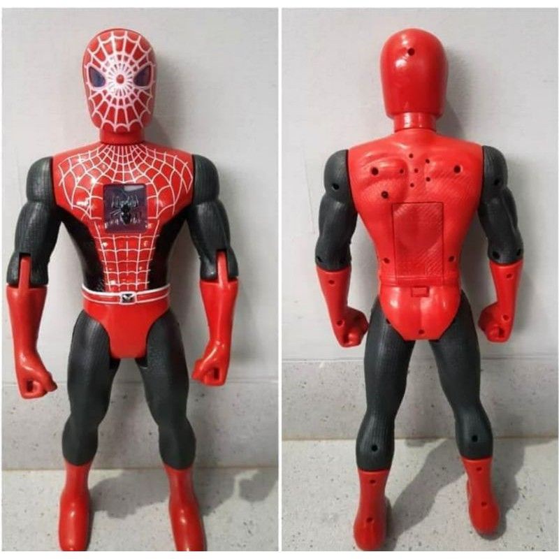 Mainan robot Spiderman nyala dan bersuara tinggi 38 cm