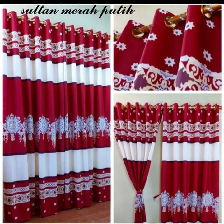 [READY STOK] Horden/Gorden Pintu Jendela 12 Ring Motif Ukuran 128x237 CM