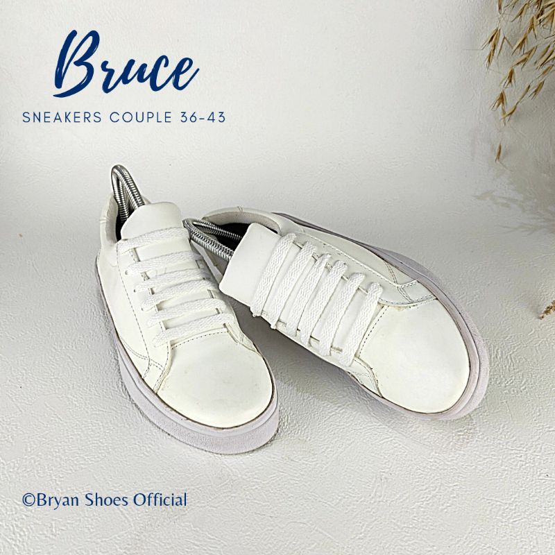 Bryan Calleb Sneakers Couple Tali Putih Polos Kuliah Kerja Sekolah Sepatu Kets Pria Wanita Unisex 36-40 41 42 43 Jumbo Bigsize Oversize