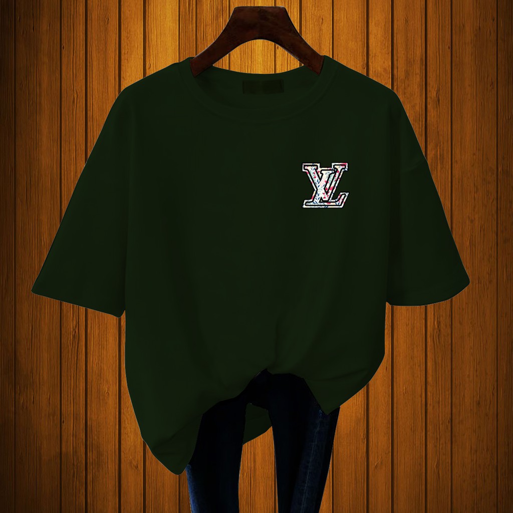 CALVIERO SHOP - BAJU KAOS PRINT L VEE FLOWERS PATTENTS ATASAN WANITA DEWASA