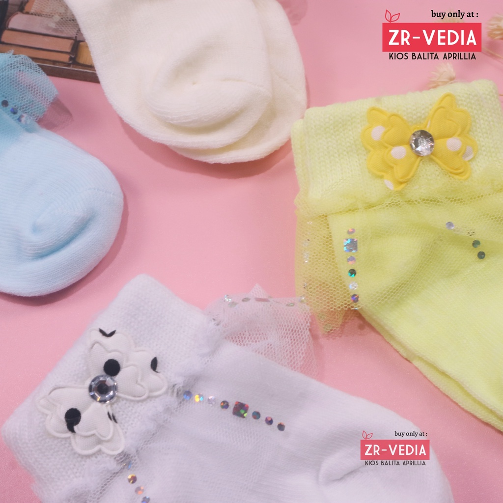 (IMPORT) Kaos Kaki Baby New Born 0-12 Bulan Pita Renda / Rajut Halus Kids Socks Bayi Perempuan Polos