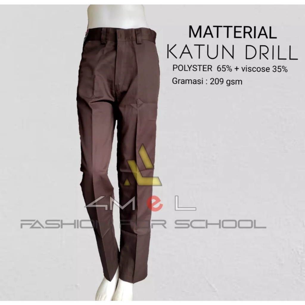 SERAGAM SEKOLAH CELANA STANDAR PRAMUKA/CELANA PANJANG PRAMUKA SAKU DUA BELAKANG KAIN HIGH TWIS(LICIN