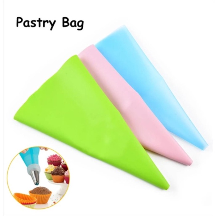 

KUE-PENGHIAS-ALAT- PIPING BAG SILIKON 12IN PAKAI ULANG KANTONG SEGITIGA SILICONE - BIRU -ALAT-