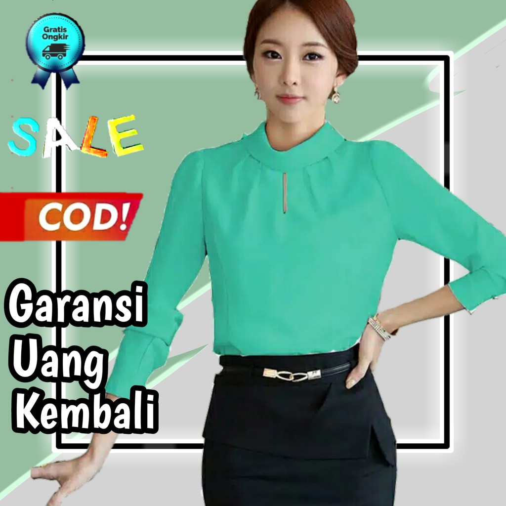 blouse wanita lengan panjang blouse putih blouse korean style blus wanita lengan panjang 42