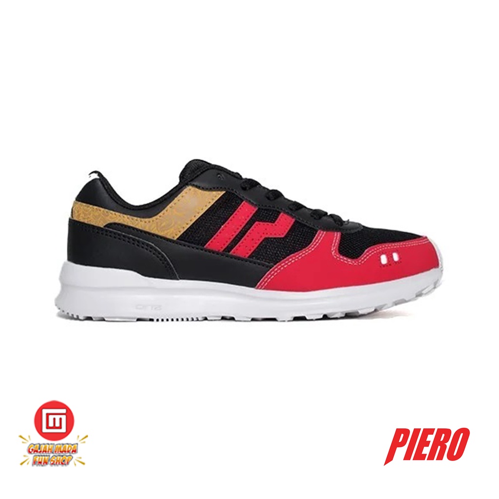SEPATU SNEAKERS PIERO JOGGER BARONG - BLACK RED WHITE