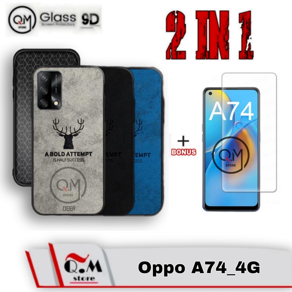 PROMO 2 IN1 Case Deer Oppo A95 / Oppo A74 4G Softcase Deer High Quality Pelindung Back Cover