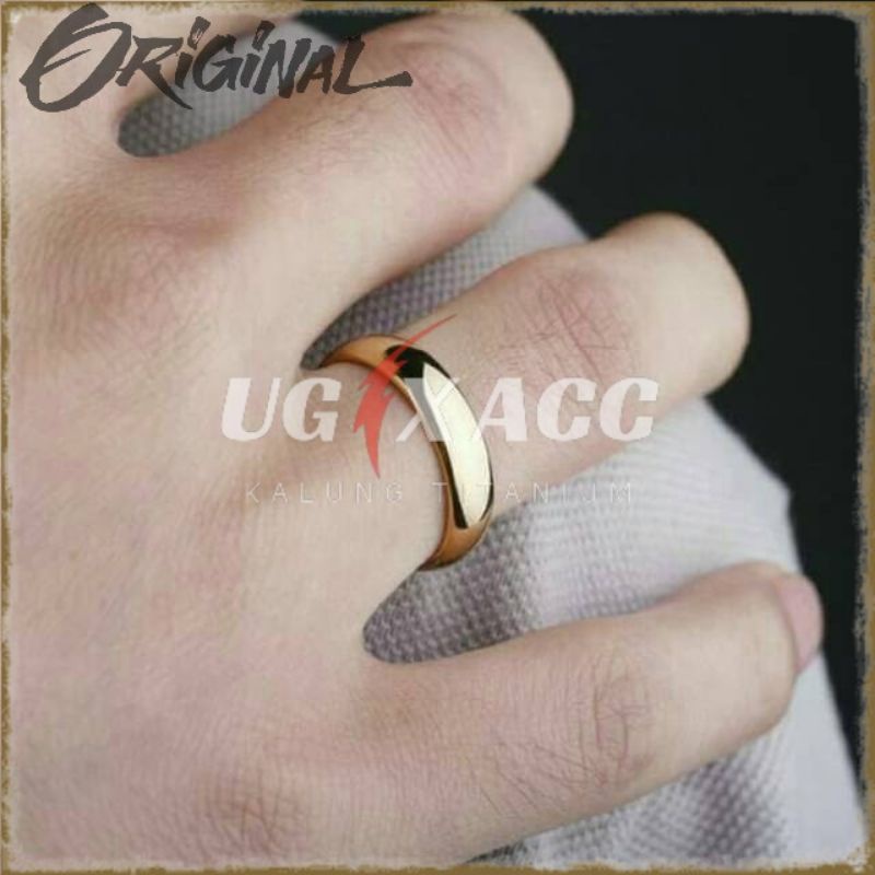 Cincin Jari Titanium Pria Wanita Couple Tunangan Nikah Kawin Silver Putih Gold Emas  Hitam Black Pol