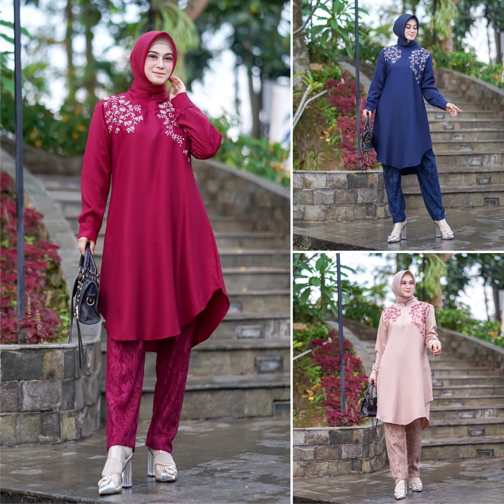 FenishaStore Set Tunik ANGELA Baju Muslimah Terbaru Model Kekinian Bisa Bayar Ditempat COD