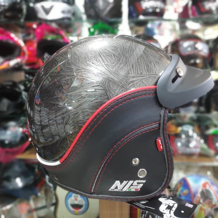 HELM BOGO KULIT RETRO PREMIUM QUALITY - NJS SILVER