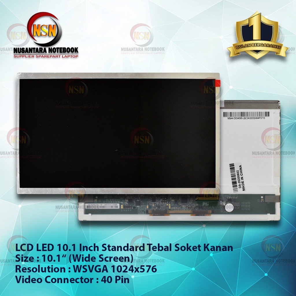 LCD LED 10.1 Inch Standard Tebal Soket Kanan 40Pin