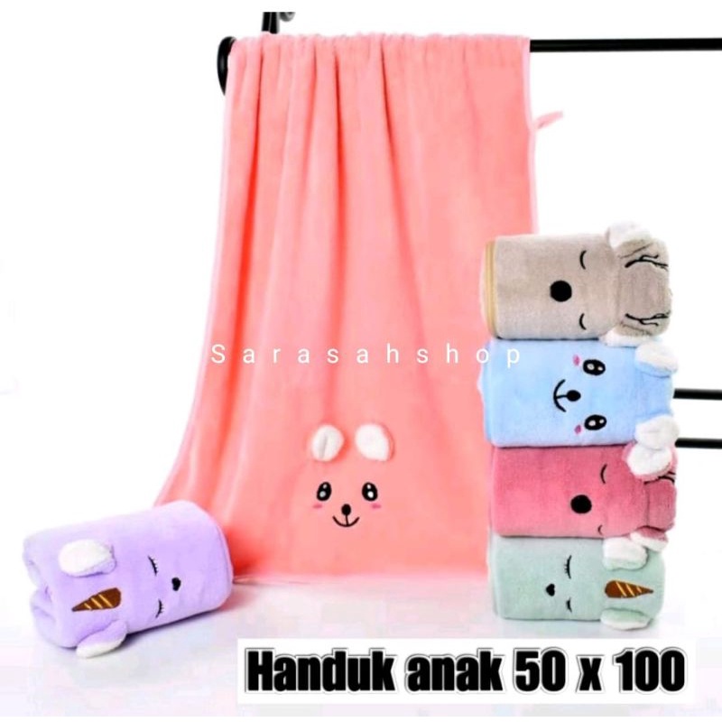 Handuk anak Microfiber Super Lembut 50x100 cm / Handuk Bayi Kuping / Handuk Anak Premium