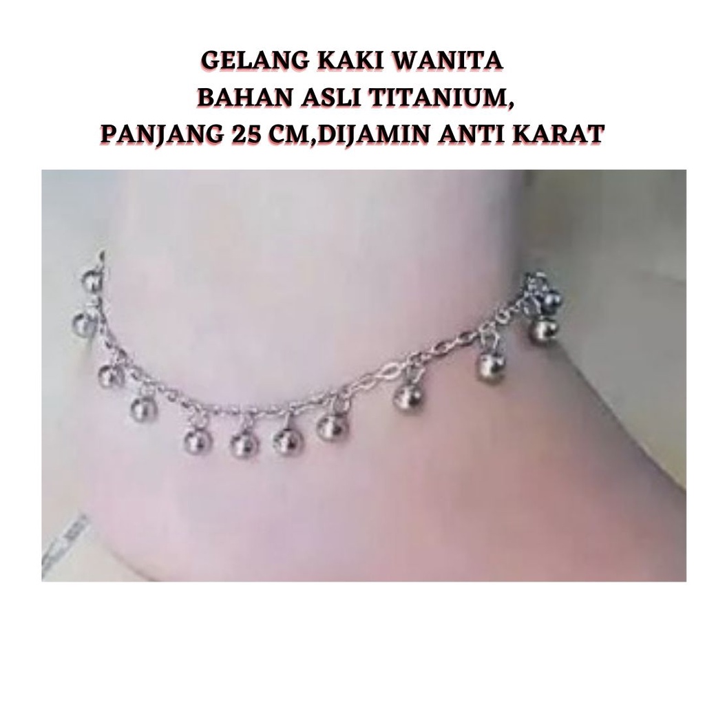 GELANG KAKI BOMBAI,GELANG KAKI TITANIUM ASLI,DIJAMIN ANTI KARAT,PANJANG 25 CM