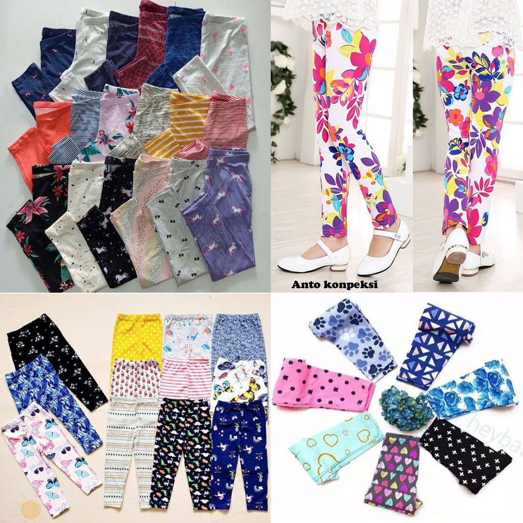 Legging Leging Anak Perempuan Motif dan Polos usia 7-8 tahun / lejing anak / Legging Anak Panjang