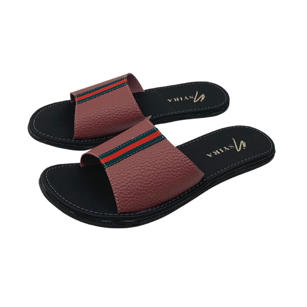 Insyira - Sandal Wanita Adriana  / Sandal Papirut Wanita Non Slip Alas Hitam / Sandal Wanita Slop Vertikal