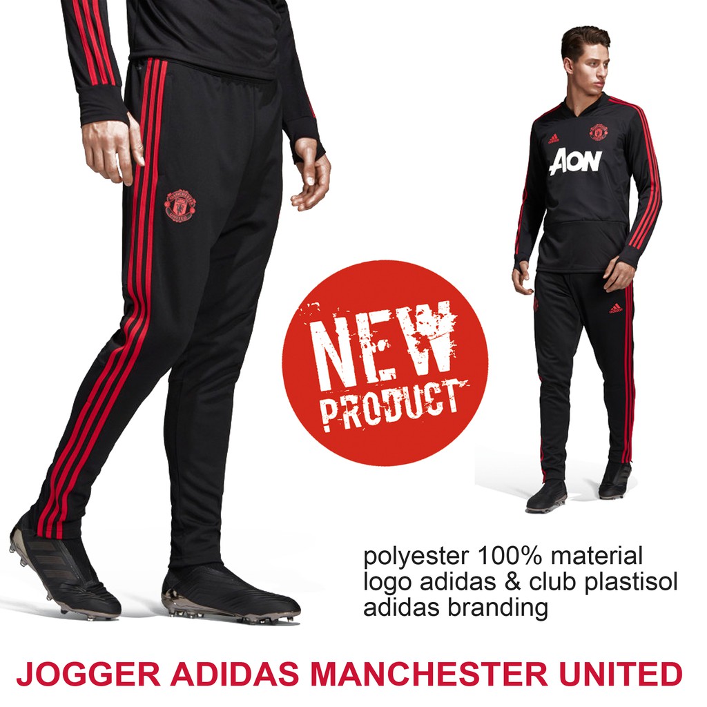 Celana Training Joggerpants Adidas Classic 3 Strips Manchester United