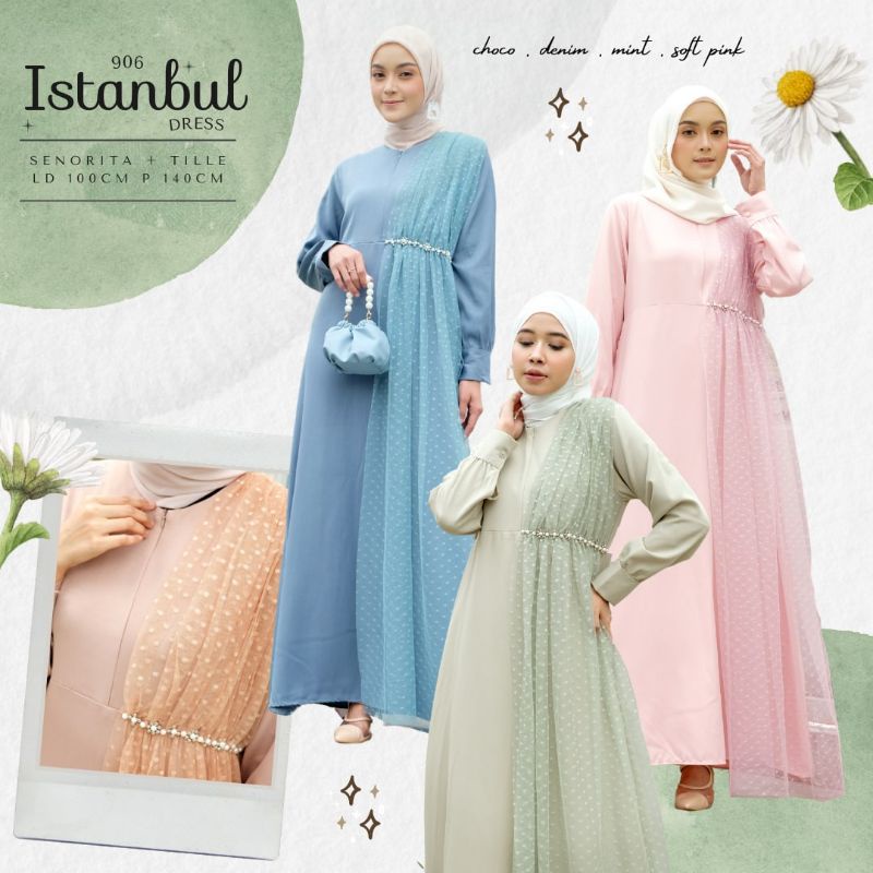 [ORI] ISTANBUL DRESS / DRESS LEBARAN / DRESS TERBARU / DRESS TILE / DRESS SAGE GREEN