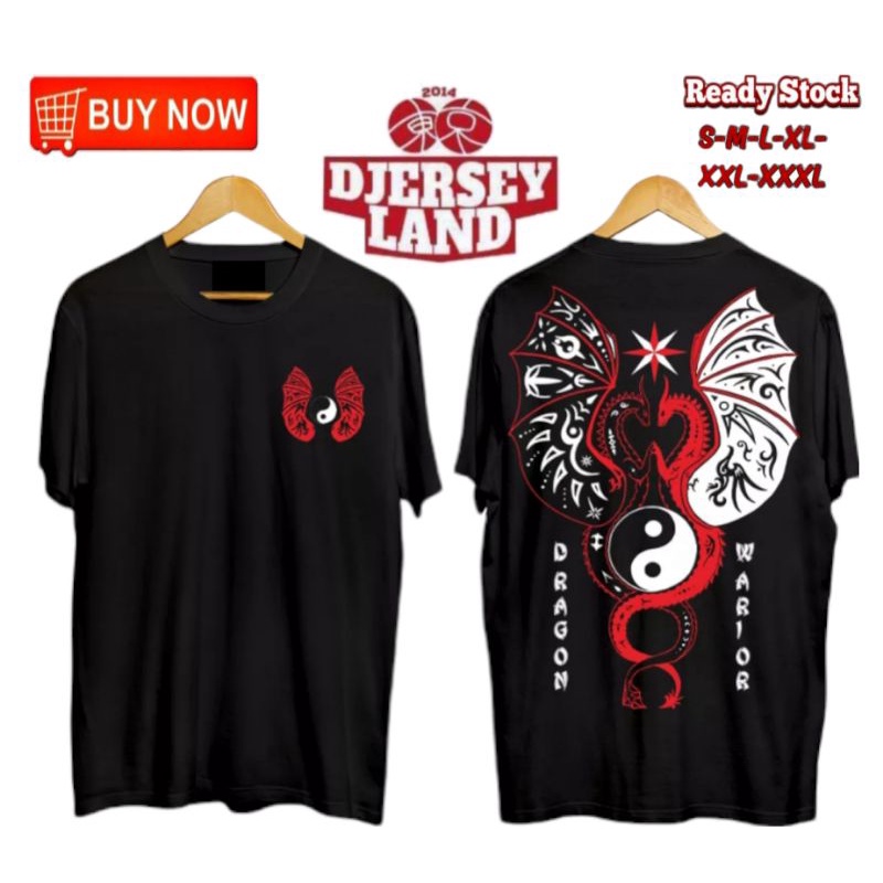 KAOS DISTRO DRAGON WARIOR NAGA YIN YANG KEREN SABLON DEPAN BELAKANG