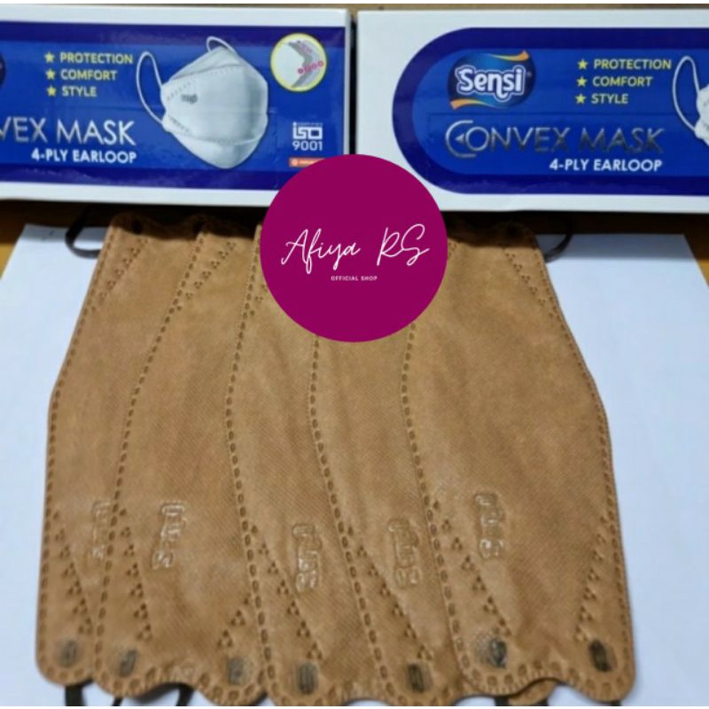 Masker Sensi Convex 4 Ply Warna Coklat isi 20 Pcs