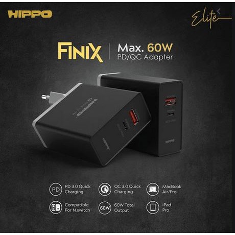 ADAPTER CHARGER HIPPO ELITE FINIX 60 WATT- BLACK