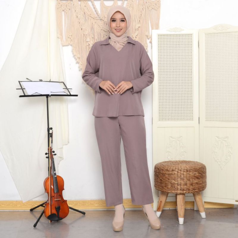 ONE SET SHAKILA PREMIUM SIZE JUMBO / SETELAN BAJU WANITA BAHAN SHAKILA / SETELAN BAJU CEWEK KEKINIAN KOREAN STYLE / SETELAN BAJU POLOS WANITA TERBARU PREMIUM