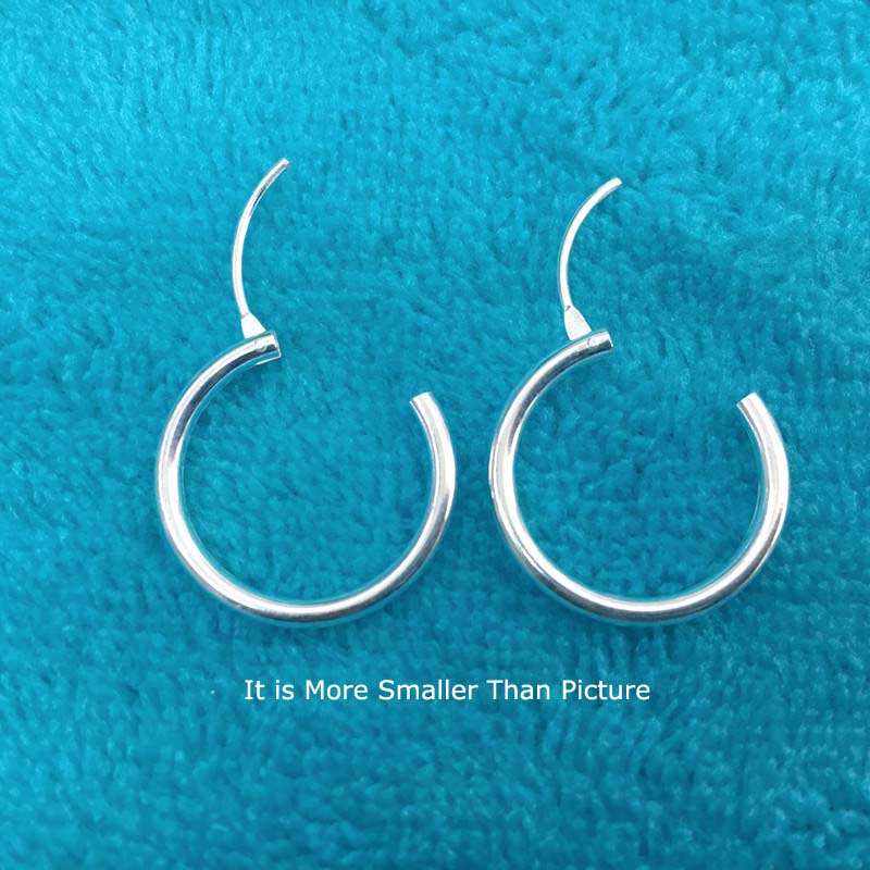 1pairs Hoop Circle Earrings Silver Plated Simple Style 1.6mm