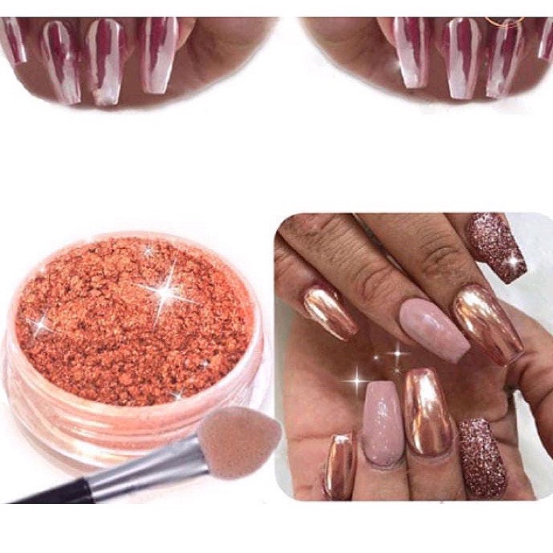 BRONZE ROSEGOLD CHROME POWDER NAILART / chrome powder red rose gold 5gr bubuk chrome nail art