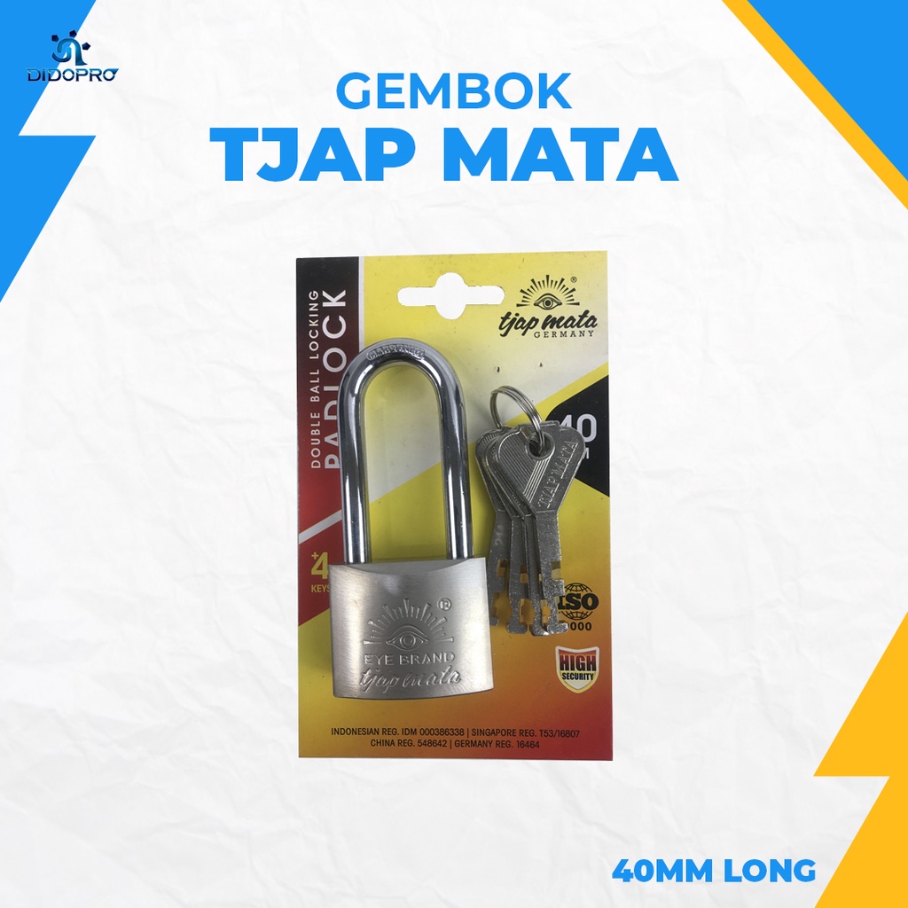 Gembok 40 mm Leher Panjang Tjap Mata Germany Padlock Cap Mata 40mm