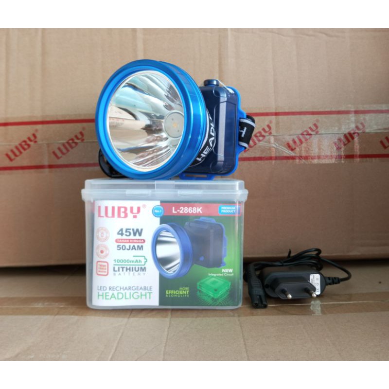 Luby Senter Kepala Headlamp 65 Watt 8000mAh L-1515 &amp;20 Watt