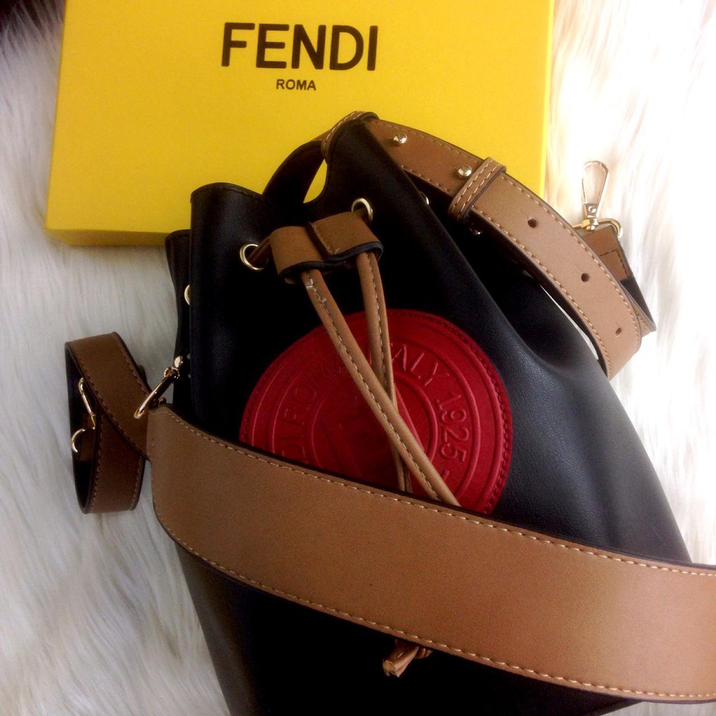 FENDI MonTresor in Black Leather Bucket Bag #F3038 VR TAS BATAM MURAH TAS BRANDED TAS IMPORT