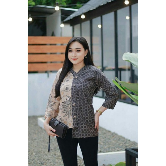 0BAJU BATIK WANITA MODERN MONALISA GENES M,L,XL asli PEKALONGAN