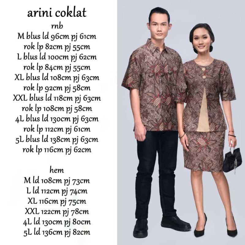Couple Kebaya sarimbit batik couple family seragaman batik modern dress batik anak ARINI COKLAT MORI