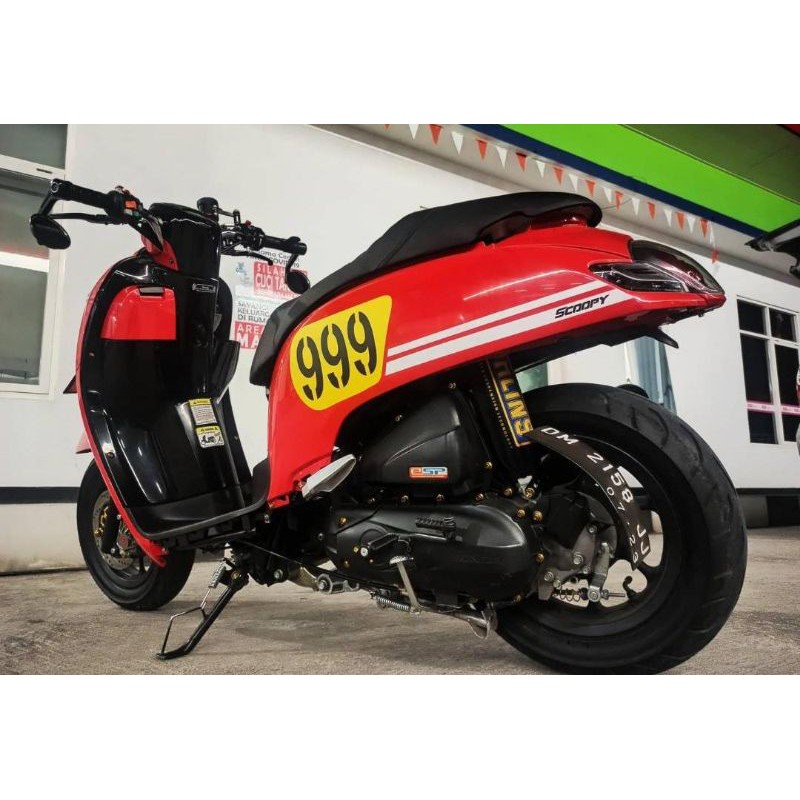 Jok scoopy new esp ring 12 caferacer model terbaru scopy spion jalu stang stiker striping knalpot