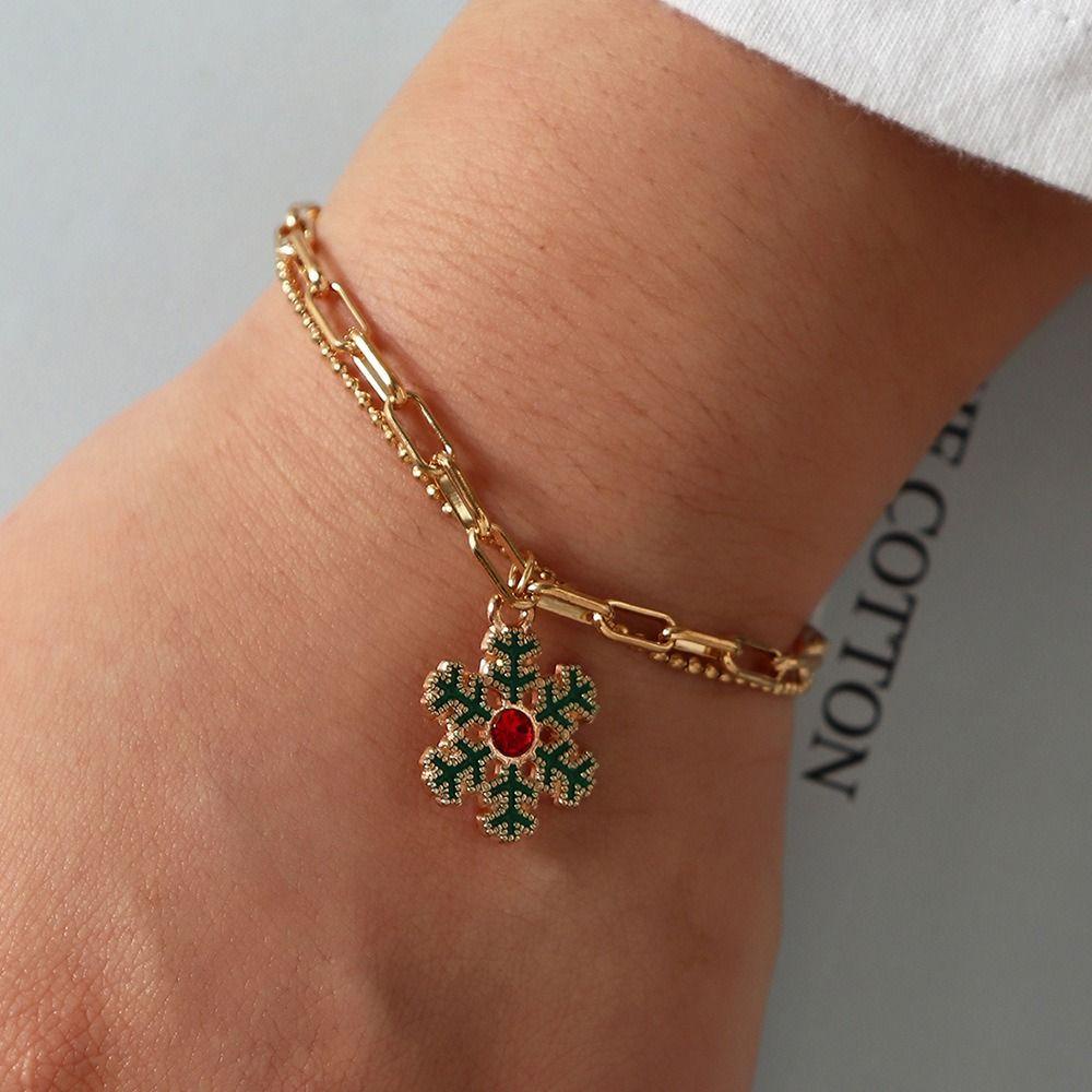 NEEDWAY Needway Wanita Gelang Trendi Niche Desain Elk Snowflake Snowman Gaya Korea Ornamen Festival