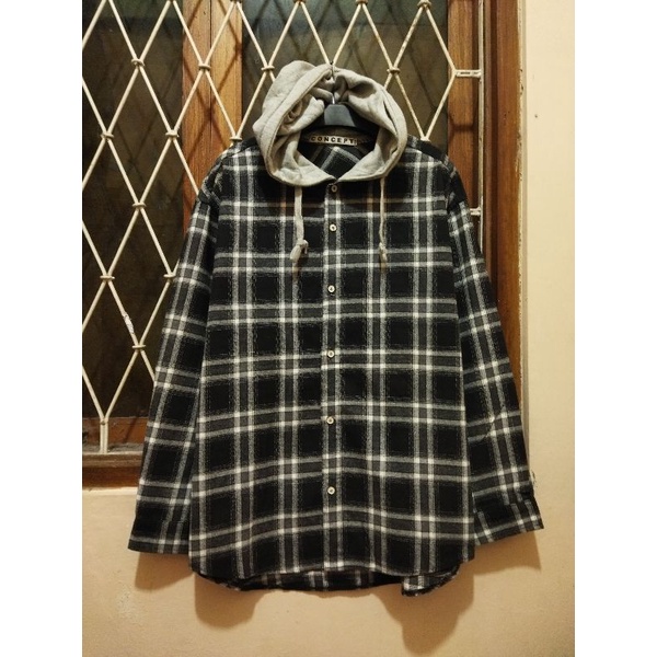 kemeja flannel hoodie second original L kemeja kasual pria murah terlaris