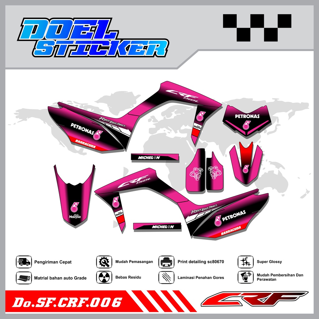 Sticker Striping Semifull CRF 150L List Variasi Hologram Pelangi,Crome Doel  006