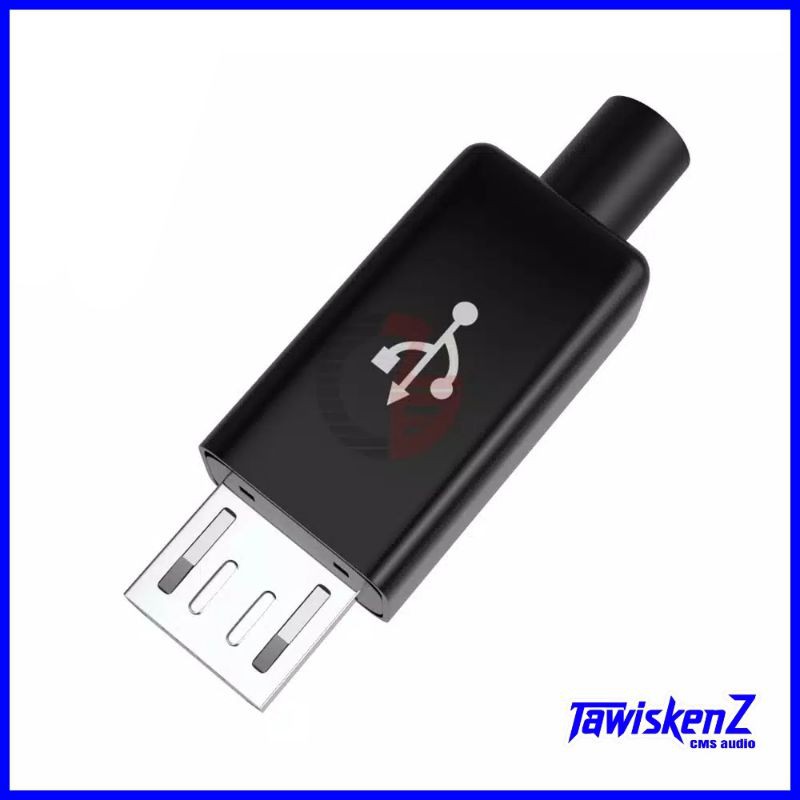 Plug Konektor Micro Usb Male Diy Dengan Cover Warna Hitam