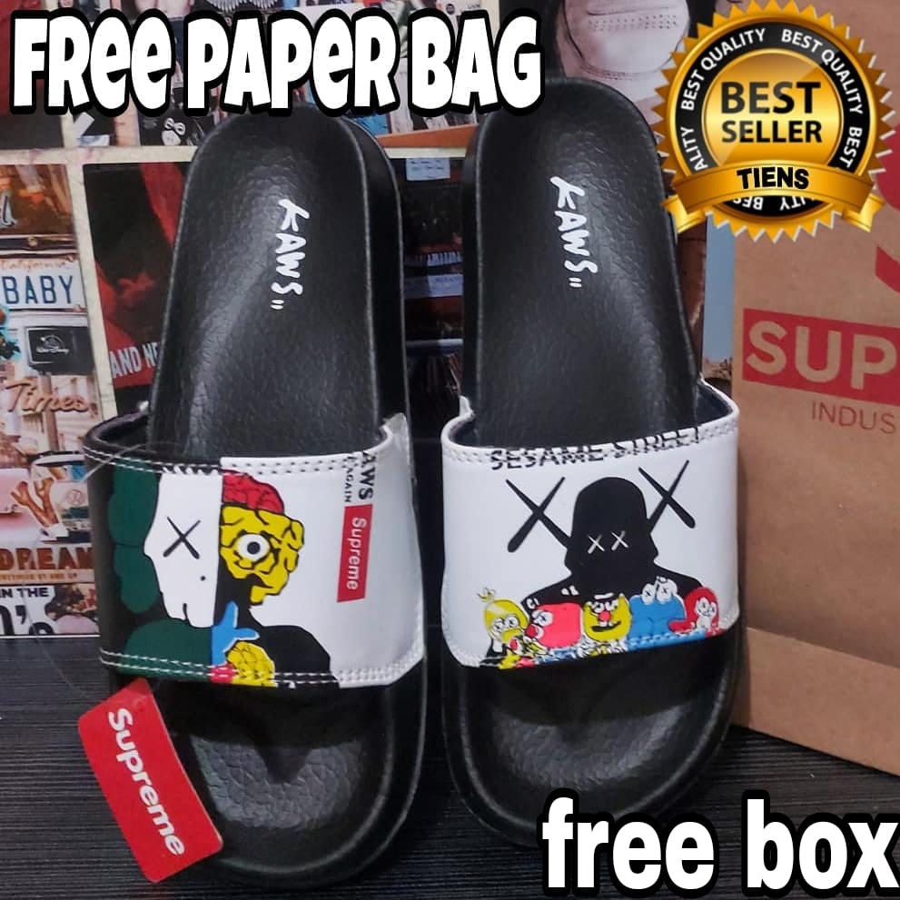 SANDAL KAWS ORIGINAL SENDAL SUPREME SESAME STREET SENDAL SLOP SLIDE ALIEN COD PRIA WANITA TERMURAH SANDAL SLOP SENDAL SELOP TERMURAH SANDAL SUPRIME ORIGINAL