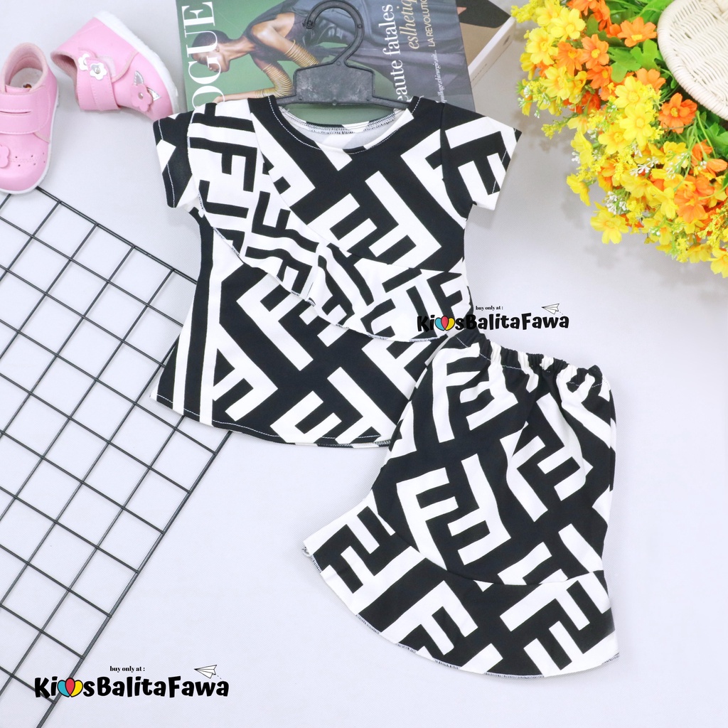 Setelan Lolly Anak uk 3-4 Tahun / Set Baju Cewek Import Atasan Bawahan Rok Kulot Perempuan