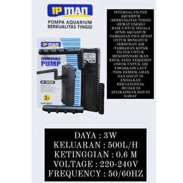 Internal Filter IPMAN IP-1000L Mini Filter Aquarium Aquascape Pompa Mini Pompa Kecil