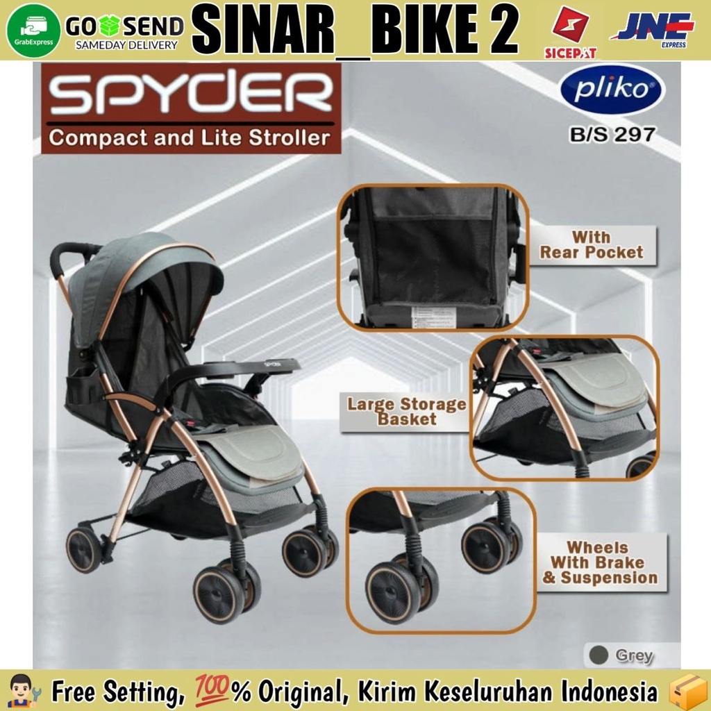 Baby Stroller Pliko Spyder 297 Gold Frame Kereta Dorong Bayi