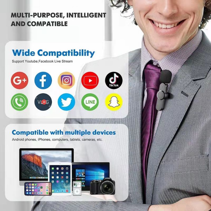 Microphone Mic Clip On Wireless USB PC Laptop Zoom Webinar Podcast