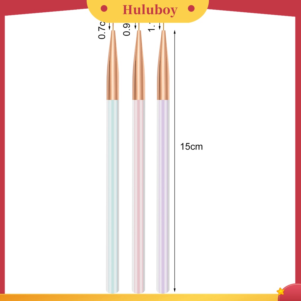 Huluboy Huluboy♡ 3pcs / Set Pen Liner Kuku Anti Karat Bahan ABS Warna Macaron Untuk Nail Art