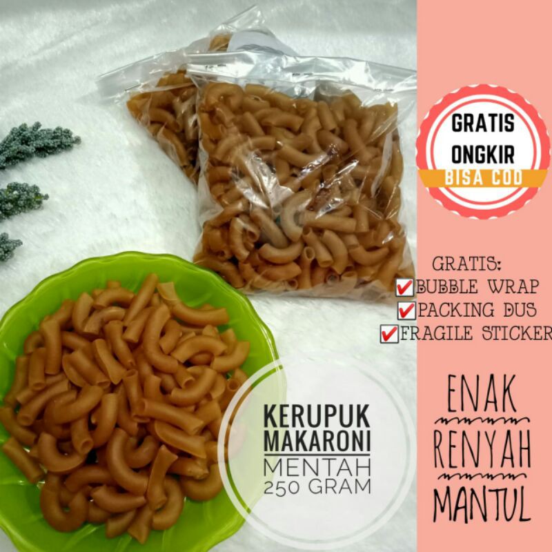 

Kerupuk Makaroni Mentah Gurih Renyah Khas Pemalang Kemasan 250 Gram