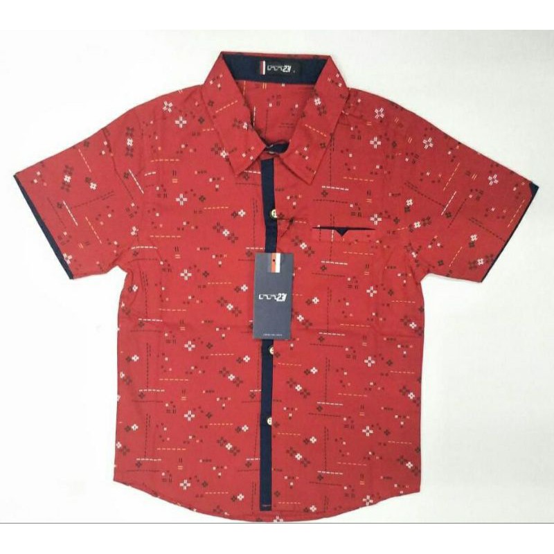 Kemeja Merah Anak Cowok / Kemeja Merah Batik Anak / Baju Imlek CNY Anak cowok