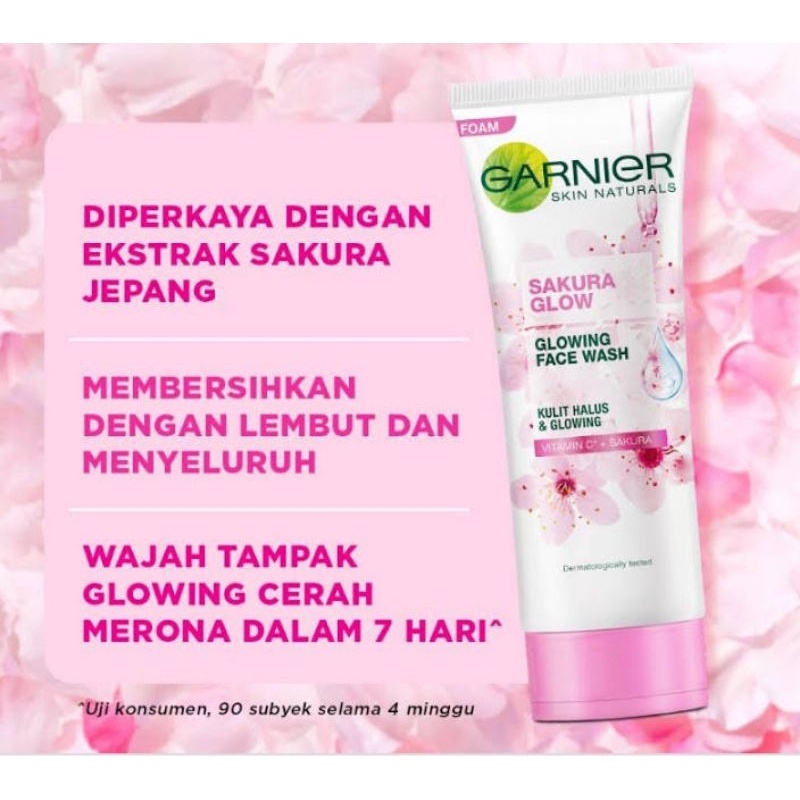 Garnier Sakura Glow Glowing Face Wash Foam / Garnier Sakiura Glow Hyaluron Foam / Garnier Sakura Glow Hyaluron Super Whip / Garnier Sakura White Pinkish Glow Whip Foam / Garnier Pencuci Muka