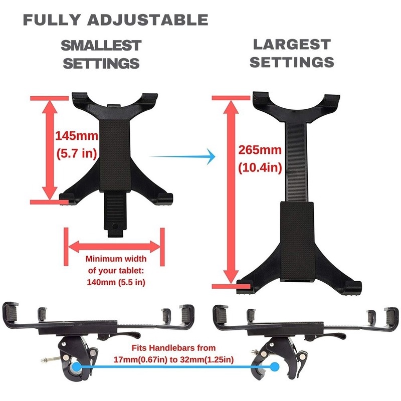 Universal riding bracket Stang sepeda pemegang tablet Braket PC yang dapat disesuaikan Braket navigasi sepeda motor Stabil dan tahan guncangan tidak akan jatuh Cocok untuk 7-11 inci