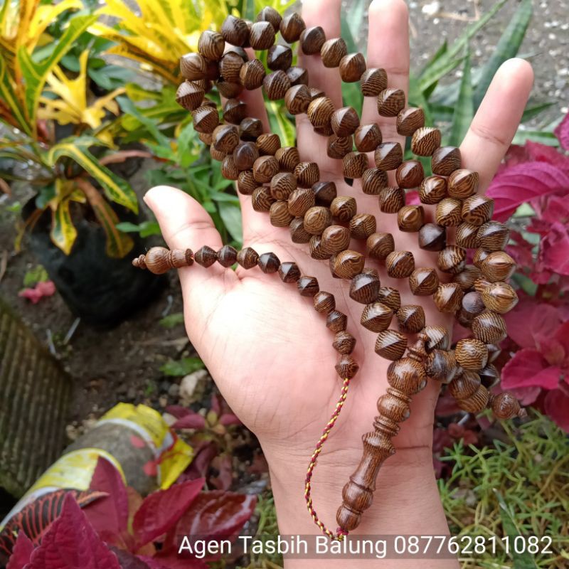 TASBIH KAYU KALIMASADA, JOHAR, MOTIF WAJIK 10MM