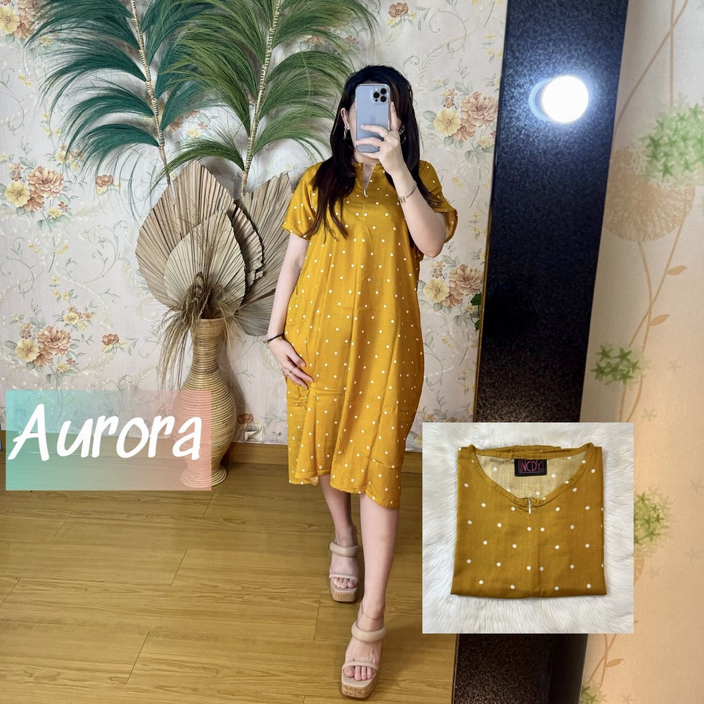 NCDY HOMEWEAR DASTER PENDEK SELUTUT RAYON PREMIUM LD 130cm BUSUI FRIENDLY KEKINIAN-Aurora PENDEK